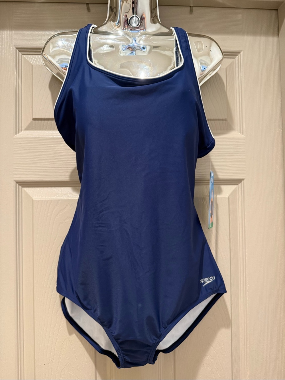 Speedo Women's Navy Blue Scoop-Back One-Piece Swimsuit
